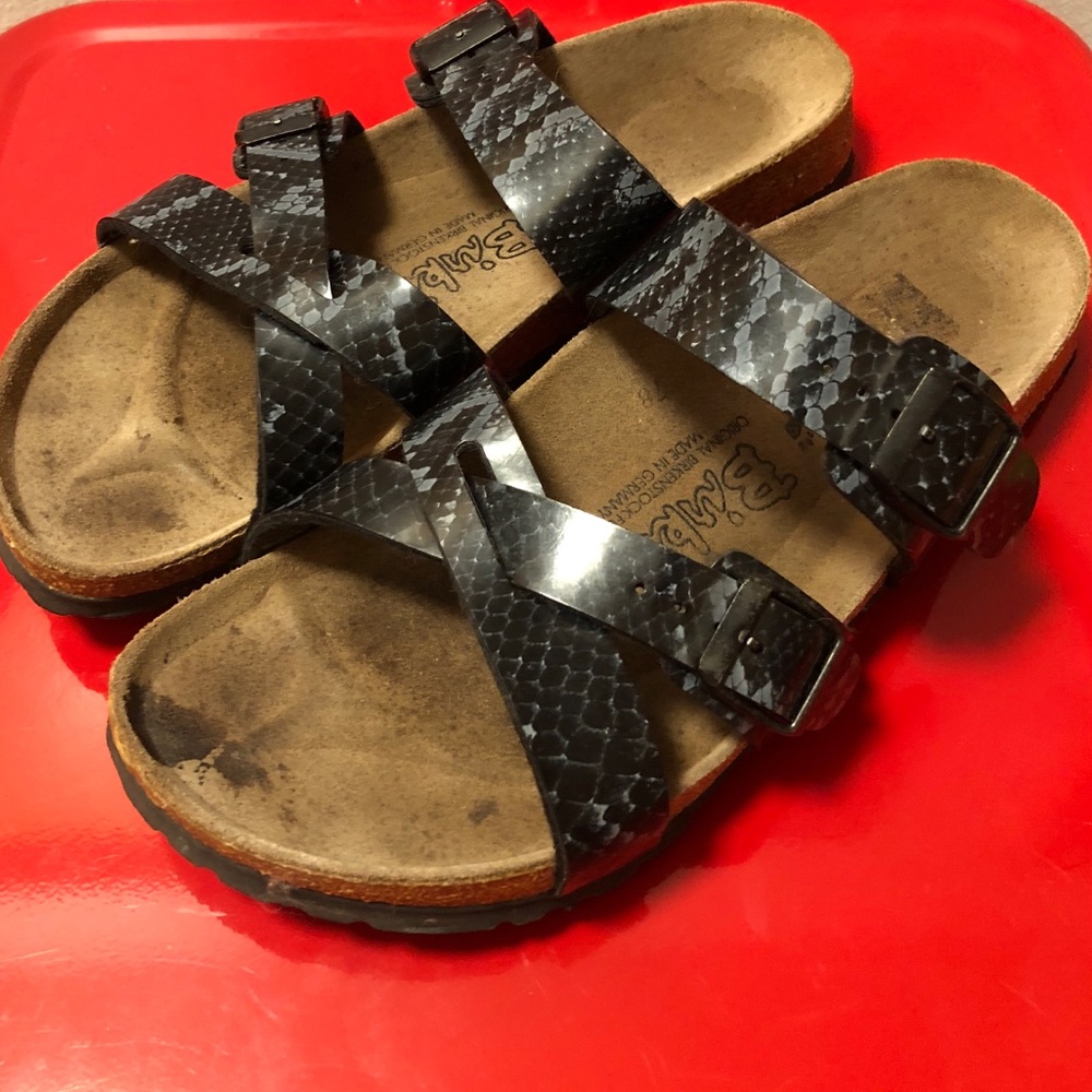 Black snake skin Birkenstock slide